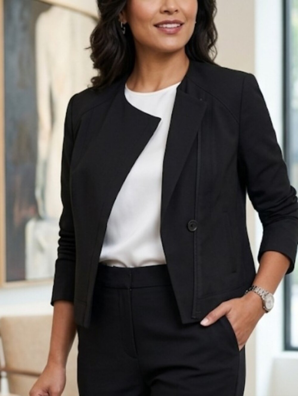Tahari Black Women's Single-Button Tailored Blazer